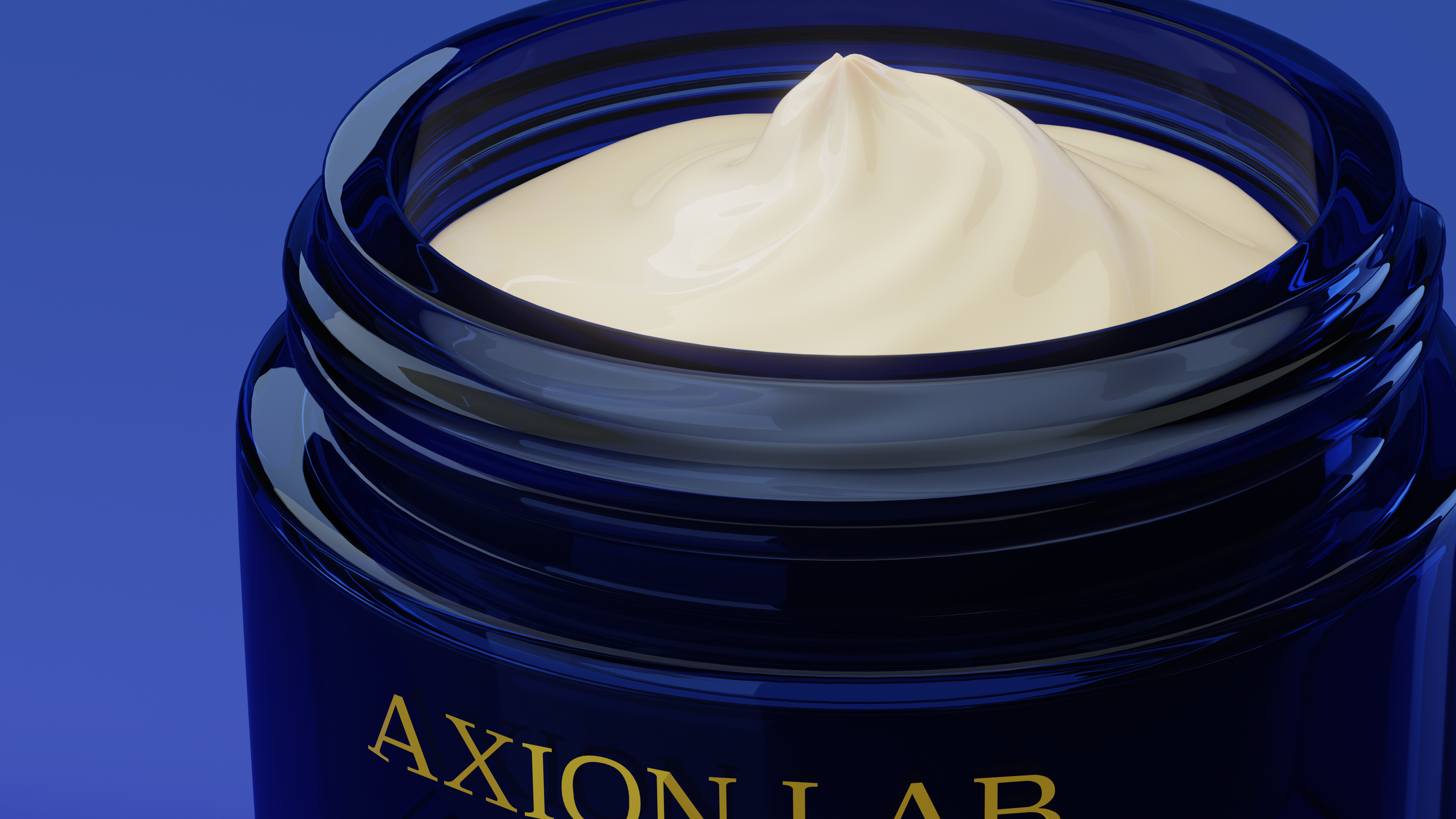 Macro product visualization render of cosmetic cream texture with smooth skincare shading inside a cream container