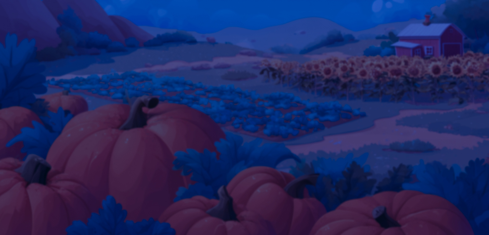 Midnight Orchard illustrated environment background used behind gameplay UI