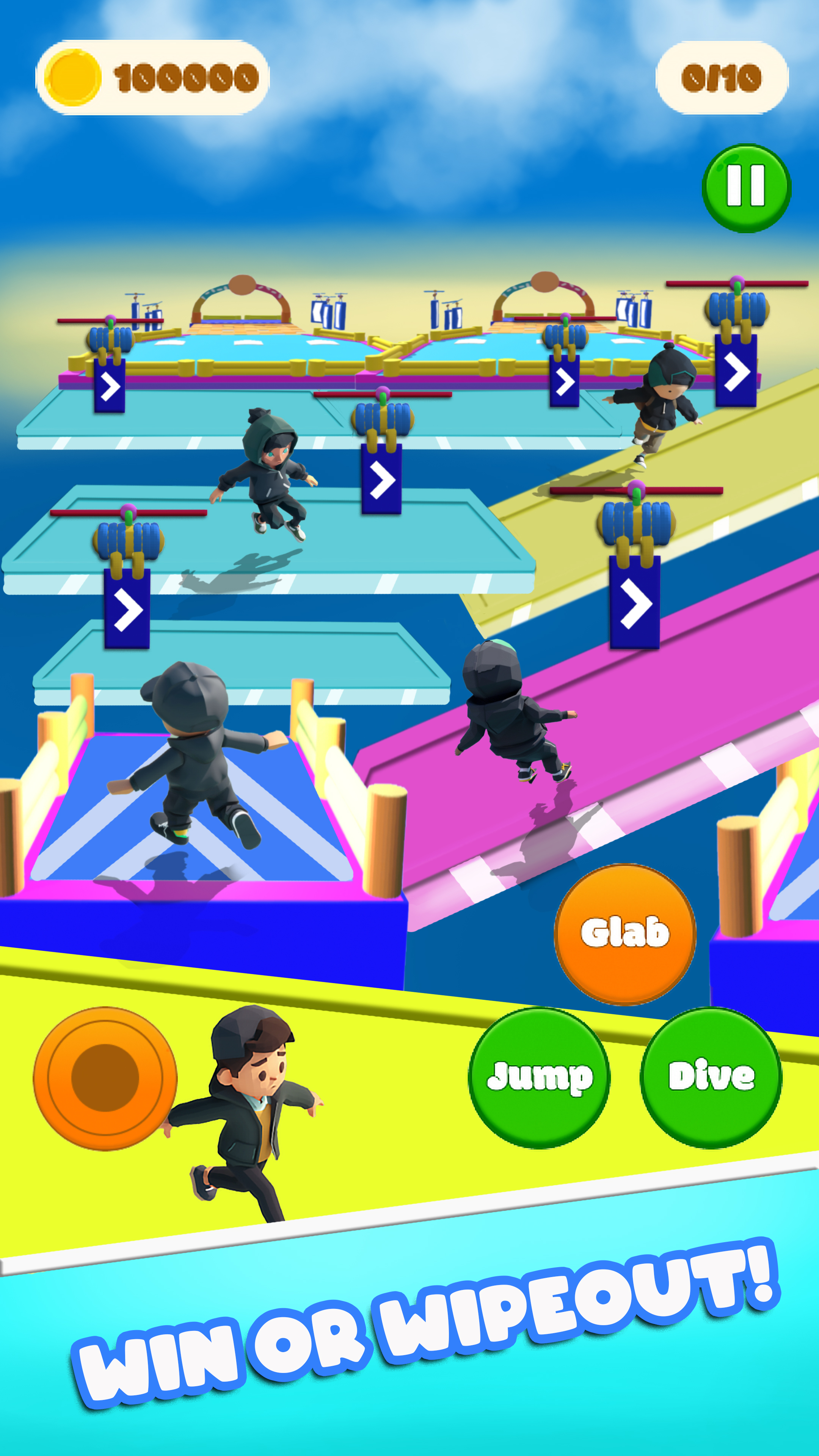 Gameplay mockup showing round progression and on-screen game interface overlays