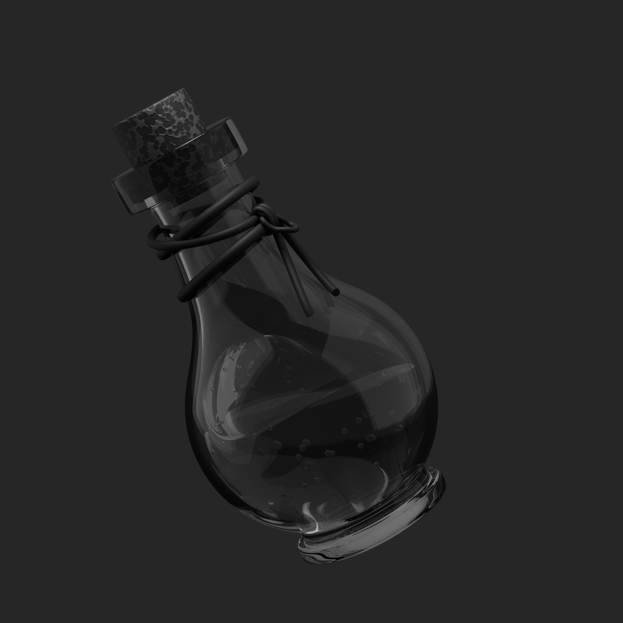 Greyscale render of the Arcane Potion Bottle highlighting forms and value readability