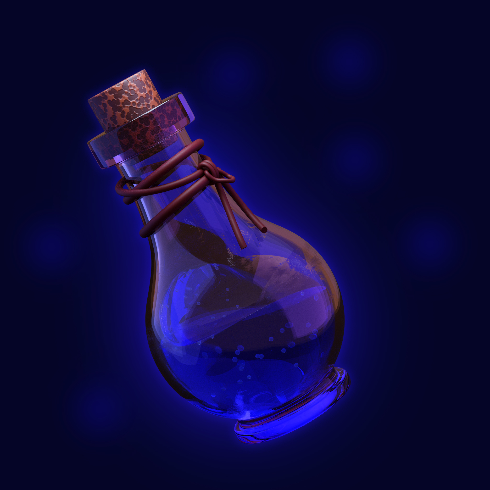 Arcane potion bottle render created as a real-time game asset with cinematic studio lighting