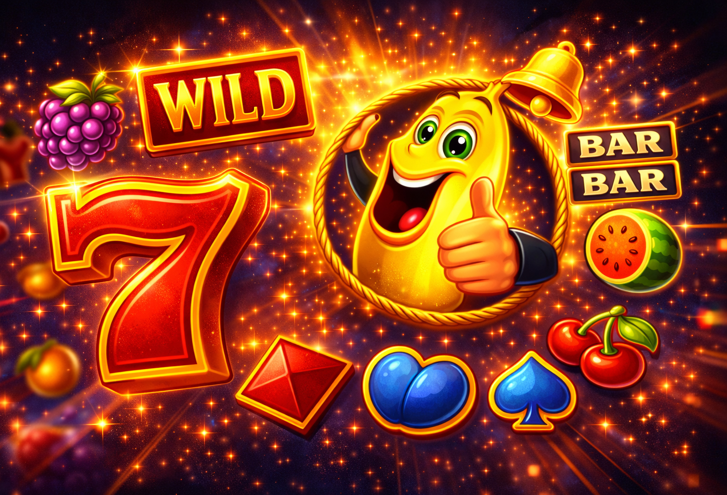 Lucky Fruits slot game concept banner featuring UI, symbols, and gameplay layout